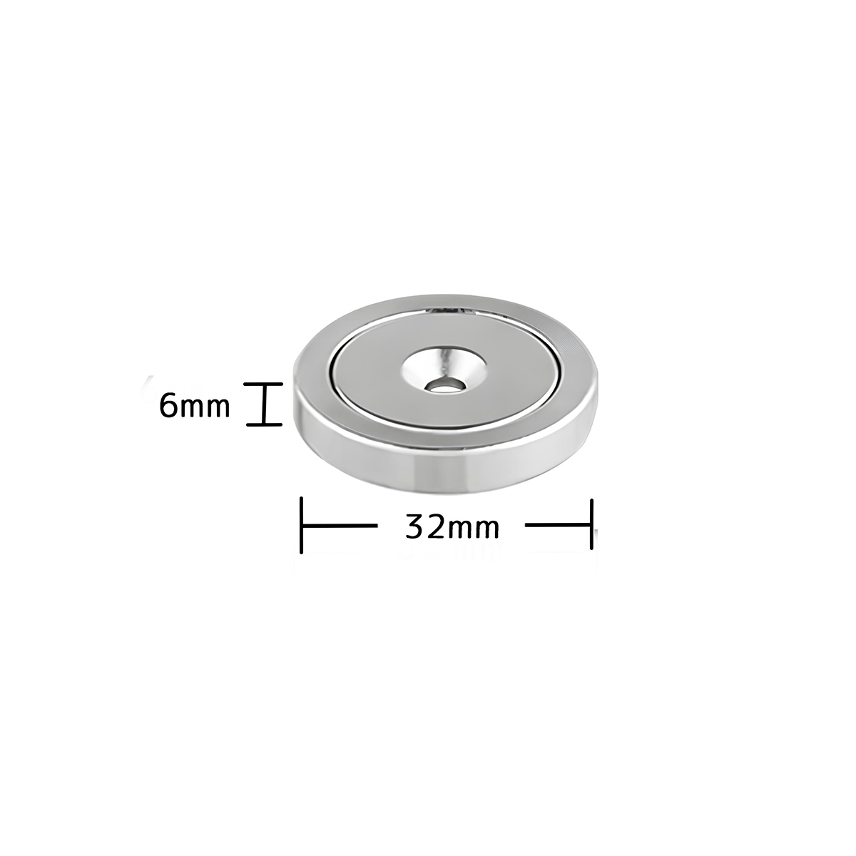 1.26 x 0.24 inch Flat Base Neodymium Magnet Mounting Cup with 110 lbs screw included